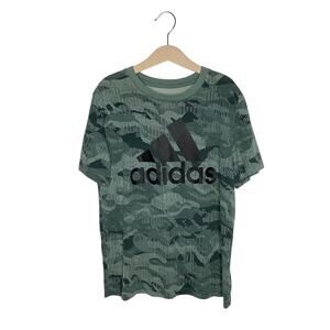 Adidas Green Black Camo Print Short Sleeve Graphic T-Shirt Small 8